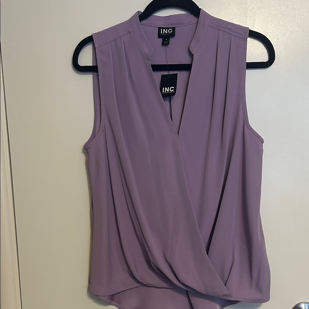 INC International Concepts Women's Lavender Wrap Blouse